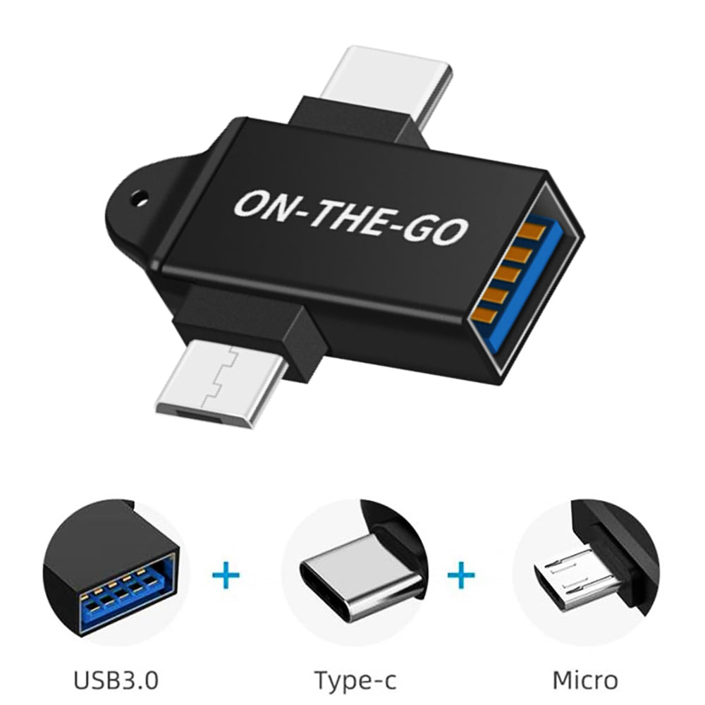 OTG-sovitin microUSB / USB-C - USB-A Techsuit A15 AluCoreX, Musta