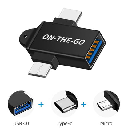 OTG-sovitin microUSB / USB-C - USB-A Techsuit A15 AluCoreX, Musta