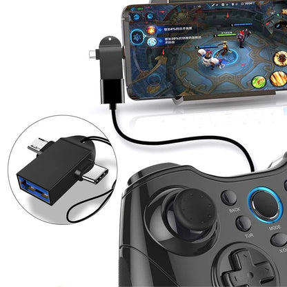 OTG-sovitin microUSB / USB-C - USB-A Techsuit A15 AluCoreX, Musta