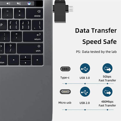 OTG-sovitin microUSB / USB-C - USB-A Techsuit A15 AluCoreX, Musta