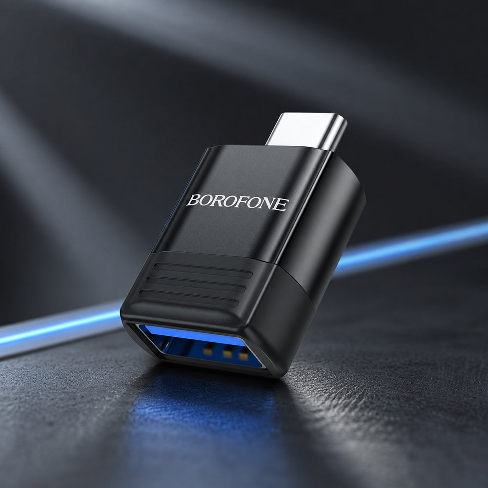 OTG USB-C - USB-A -adapteri Borofone BV18, Musta