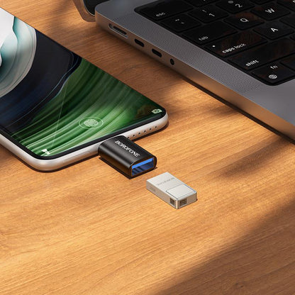 OTG USB-C - USB-A -sovitin Borofone BV26C, Musta