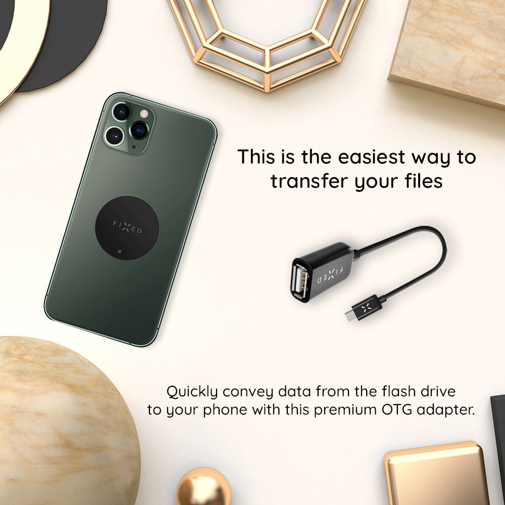 OTG-sovitin USB-C - USB-A Fixed, Musta