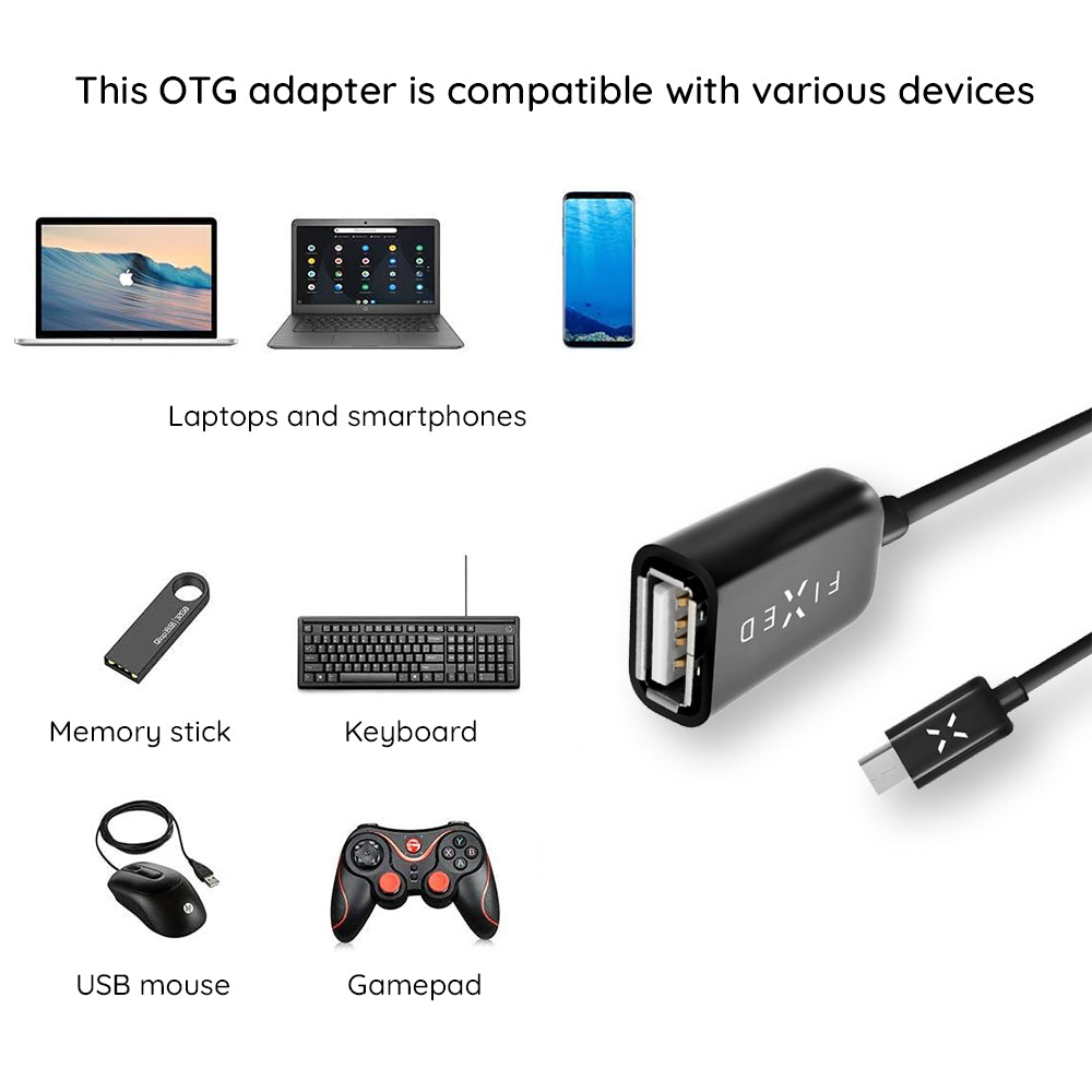 OTG-sovitin USB-C - USB-A Fixed, Musta