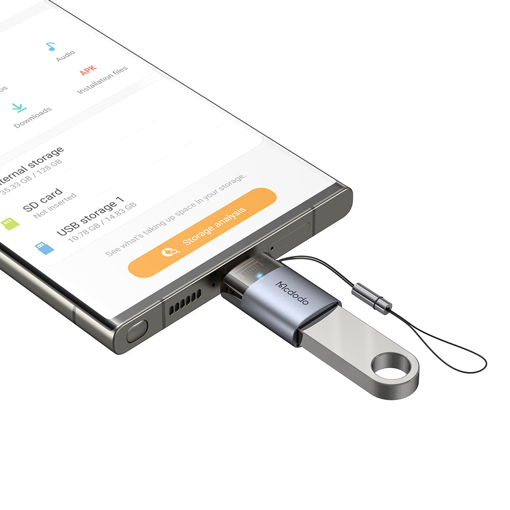 OTG-sovitin USB-C - USB-A McDodo OT-7400, Musta