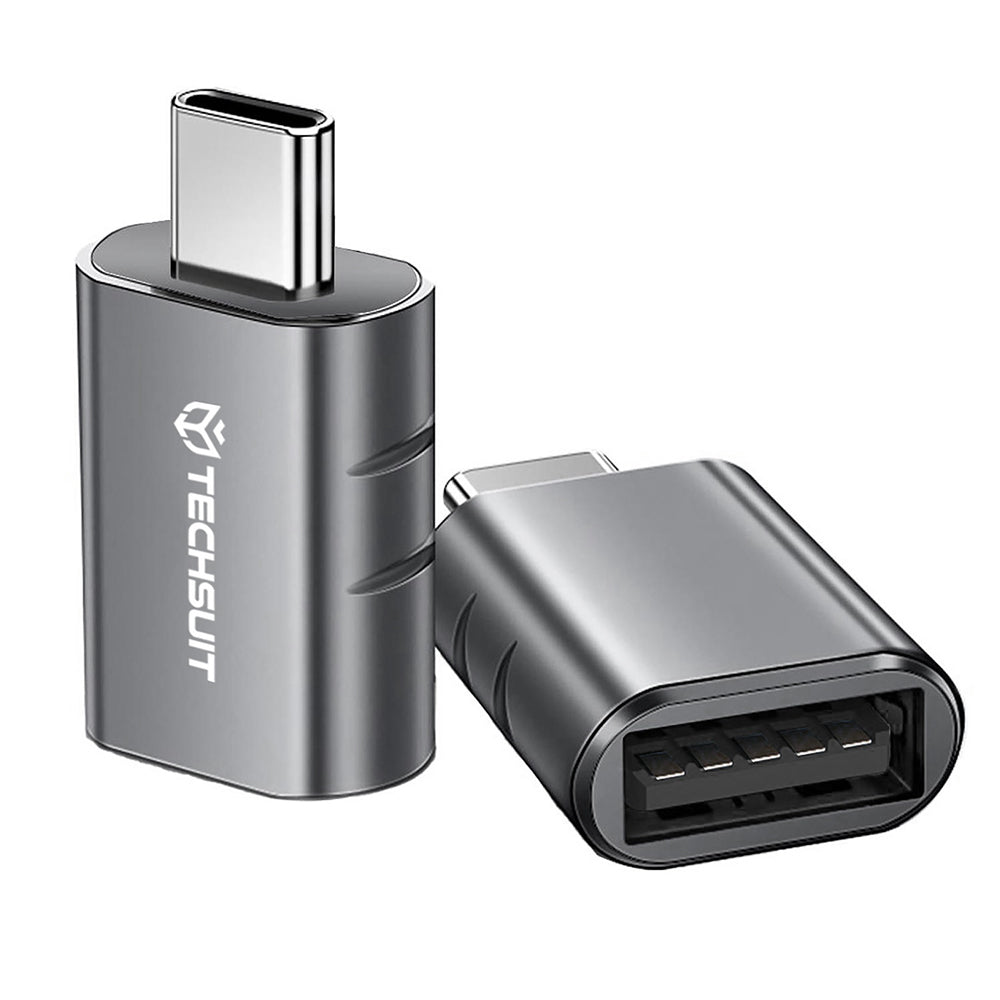 OTG-sovitin USB-C - USB-A Techsuit A10 SlateVolt, Harmaa