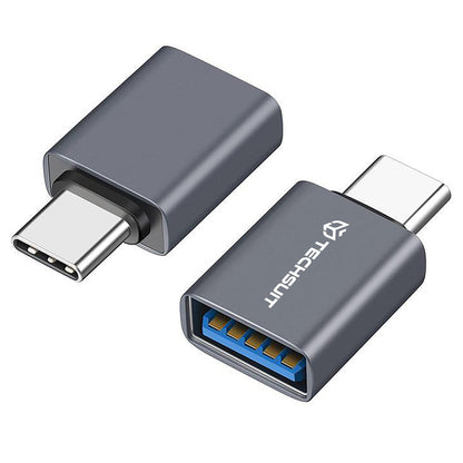 OTG-sovitin USB-C - USB-A Techsuit A8 SlateVolt, Harmaa
