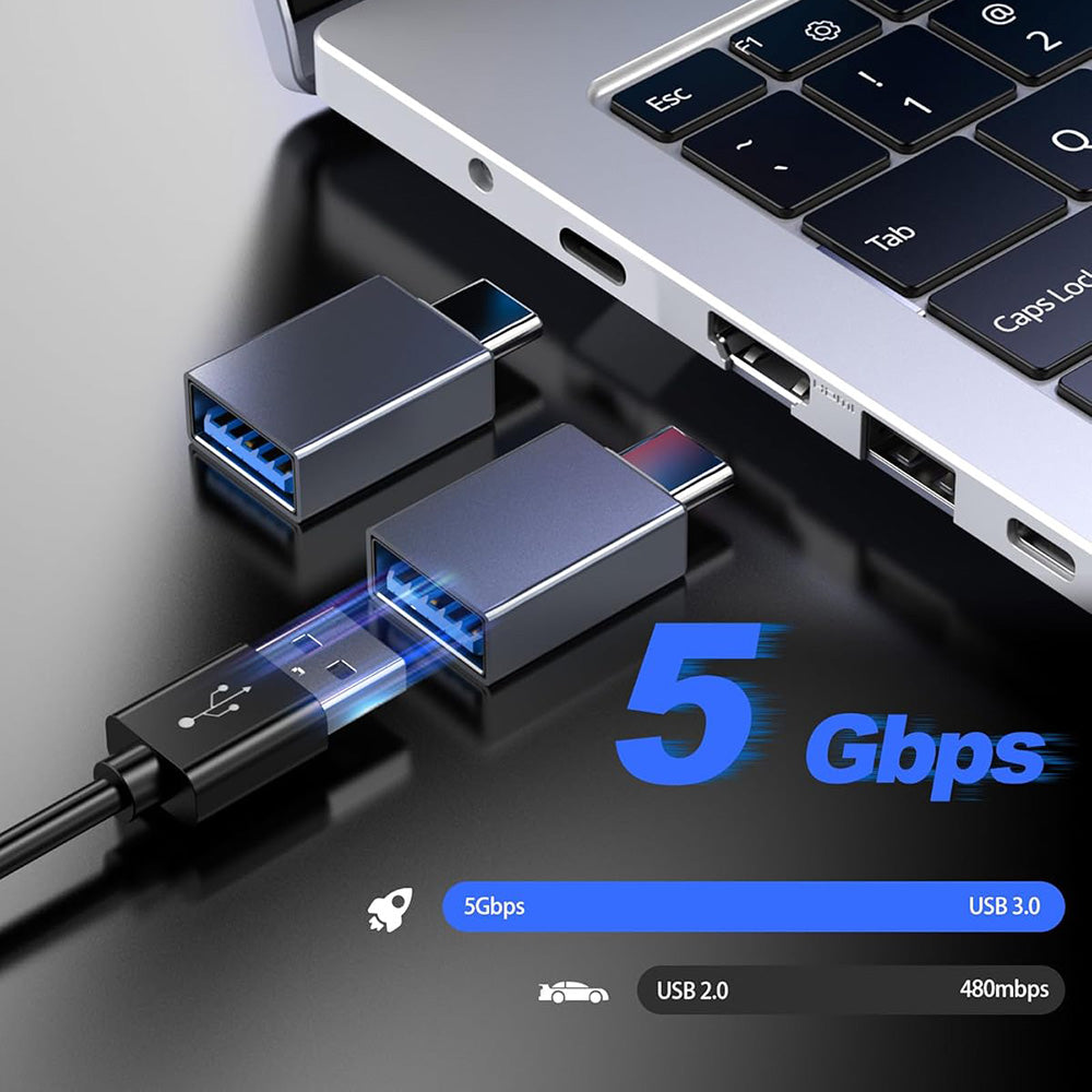 OTG-sovitin USB-C - USB-A Techsuit A8 SlateVolt, Harmaa