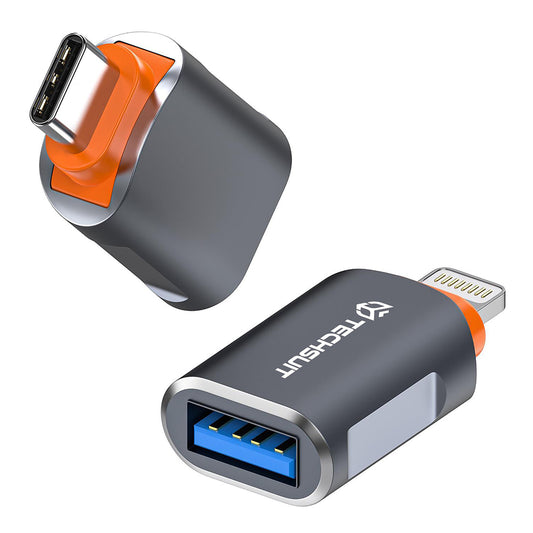 OTG-sovitin USB-C - USB-A Techsuit A9 SlateVolt, Harmaa Oranssi