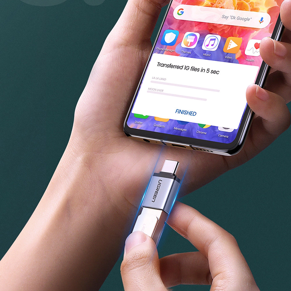 OTG-sovitin USB-C - USB-A UGREEN US270 (50283), Harmaa