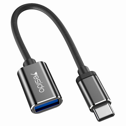 OTG-sovitin USB-C - USB-A Yesido GS01, Musta