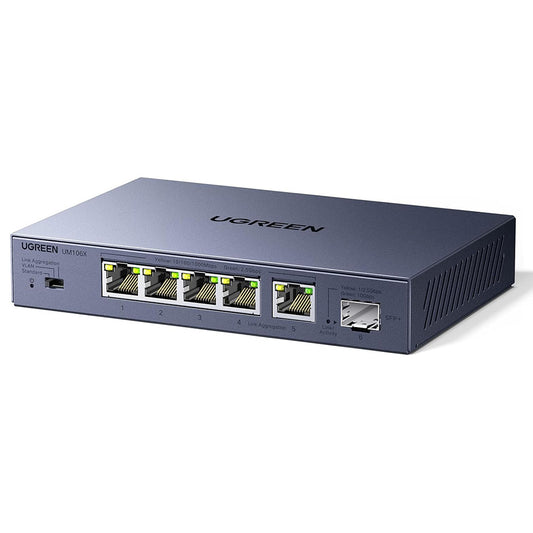 UGREEN 35048EU -verkkokytkin, 5 x RJ45, harmaa