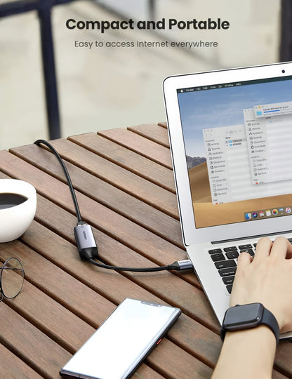 UGREEN CM209 -verkkokortti, RJ45, USB, Harmaa