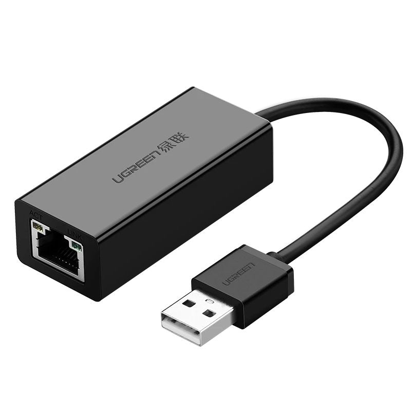 UGREEN CR110 -verkkokortti, RJ45, USB, Musta