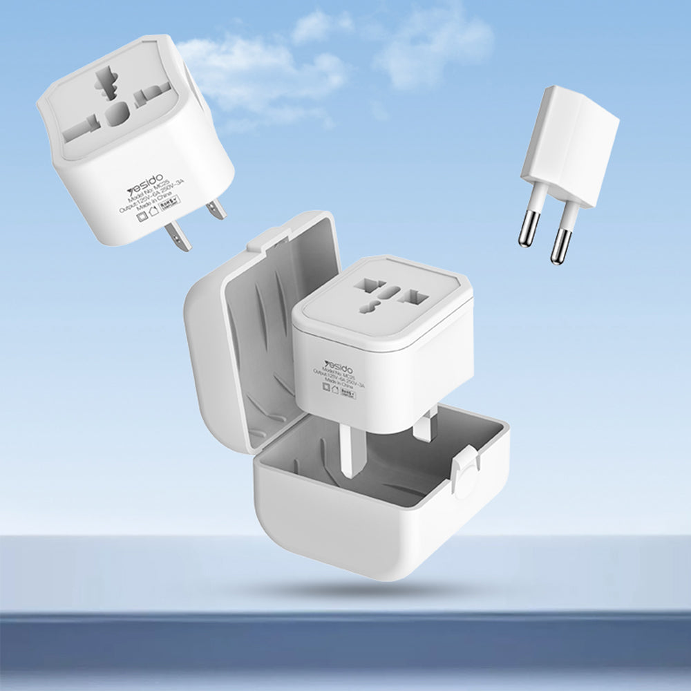 Adaptor Retea Yesido MC25 Travel CN/ US / EU / UK, Valkoinen
