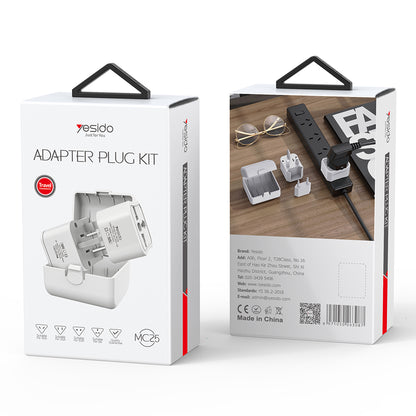 Adaptor Retea Yesido MC25 Travel CN/ US / EU / UK, Valkoinen