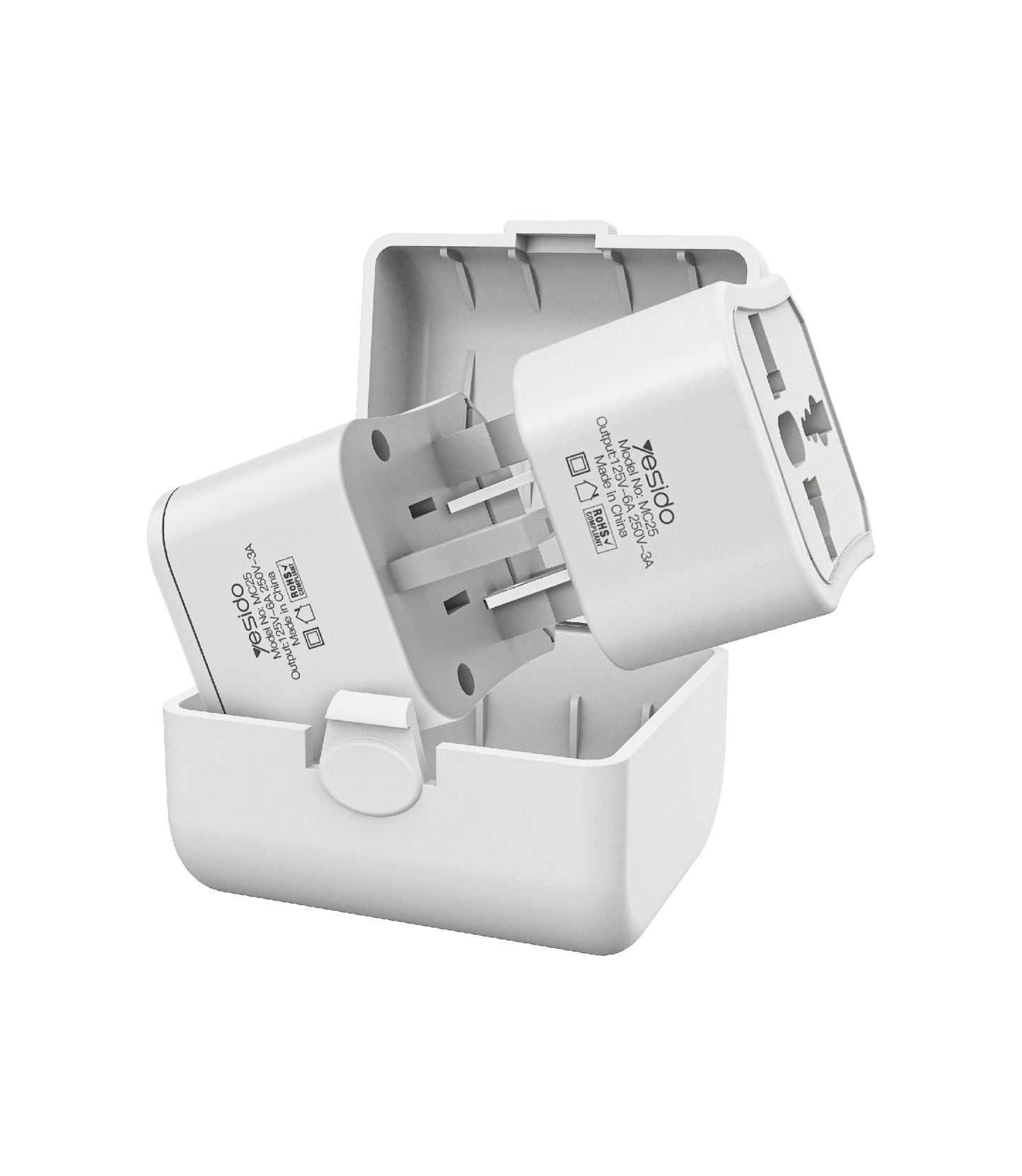 Adaptor Retea Yesido MC25 Travel CN/ US / EU / UK, Valkoinen