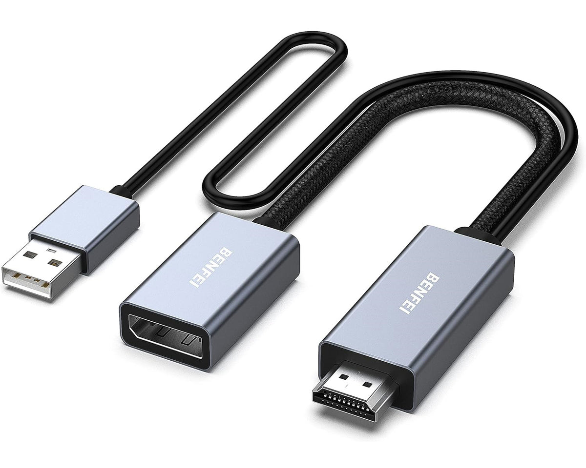 Benfei Videoadapteri, HDMI - DisplayPort / USB, 4K, Harmaa