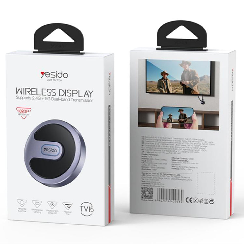Multimedia Wireless -sovitin Yesido TV15, Harmaa