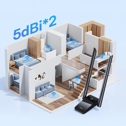 Baseus FastJoy langaton sovitin, kaksikaistainen, Wi-Fi 6, 1300Mbps, musta B01317600111-05 