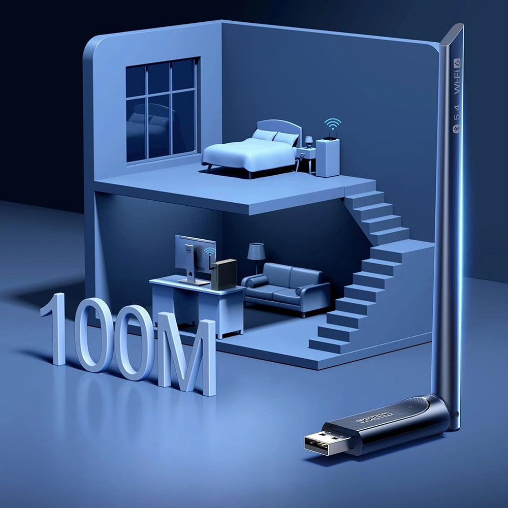 UGREEN AX900 (75109) langaton sovitin, Dual Band, Wi-Fi 6, 600Mbps, Musta