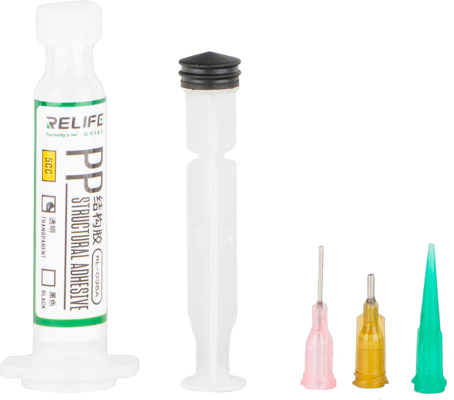 Relife RL-035A PP nestemäinen liima, ruiskutyyppi, 5 ml, läpinäkyvä
