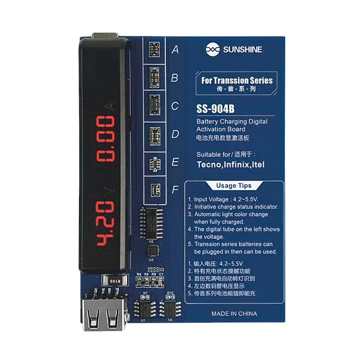Sunshine SS-904B -virtalähde TECNO / Infinix / Itel -sarjoille, 2in1