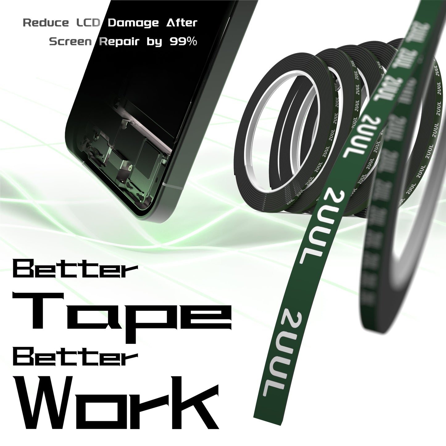 Teippi 2UUL CS02, 5mm, Musta, Setti 5 kappaletta