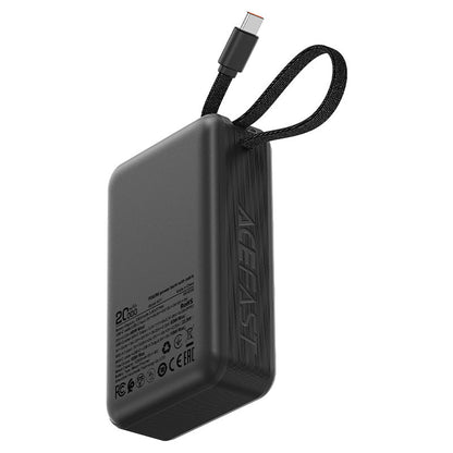Ulkoinen akku Acefast M21, 20000mAh, 65W, QC + PD, 1 x USB-A - 2 x USB-C, Musta