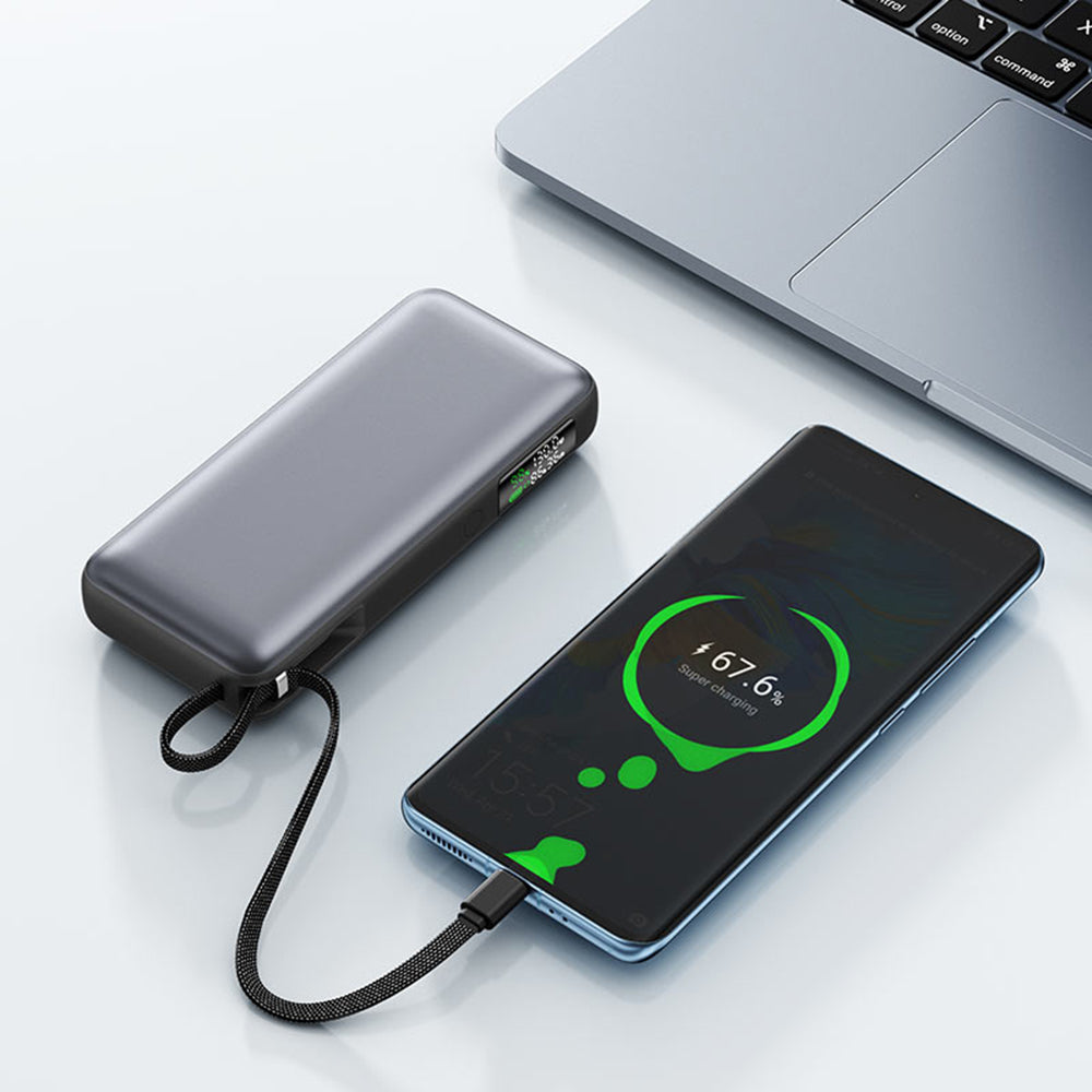 Ulkoinen akku Acefast M22, 20000mAh, 130W, QC + PD, 1 x USB-A - 2 x USB-C, Musta