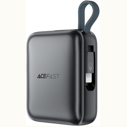Ulkoinen akku Acefast M23, 10000mAh, 22.5W, QC + PD, 1 x Lightning - 2 x USB-C, Harmaa