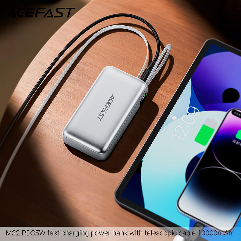 Acefast M32 External Battery, 10000mAh, 35W, PD, 2 x USB-C, Silver