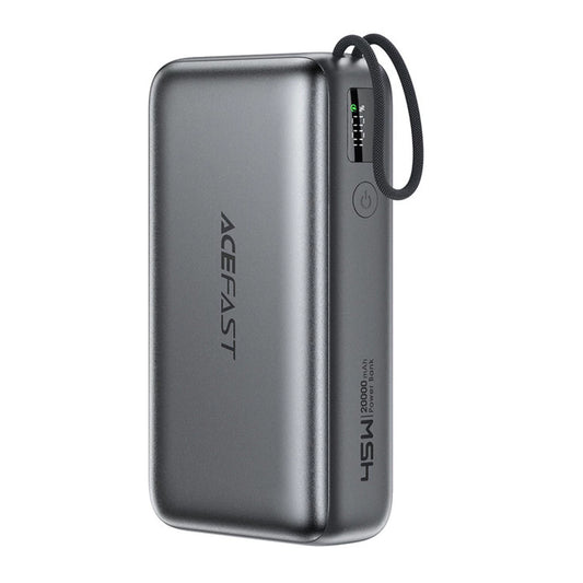 Acefast M34 External Battery, 20000mAh, 45W, QC + PD, 1 x USB-A - 2 x USB-C, Gray