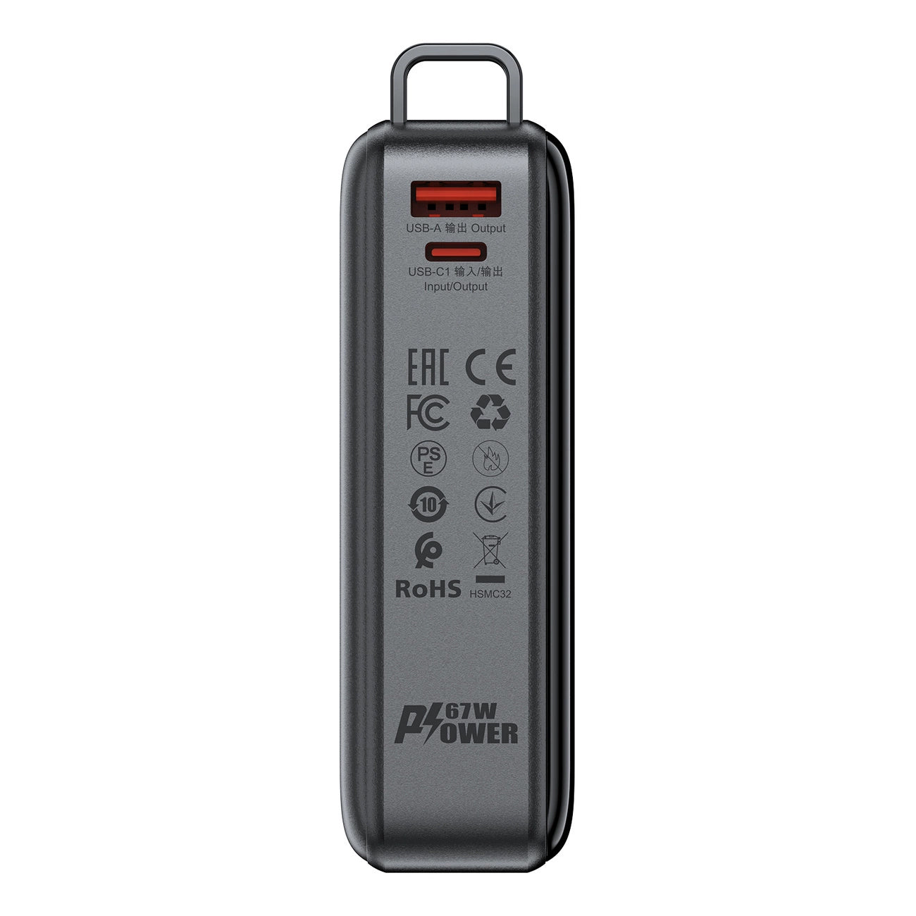 Ulkoinen akku Acefast M4, 20000mAh, 67W, PD, 1 x USB-A - 2 x USB-C, Musta