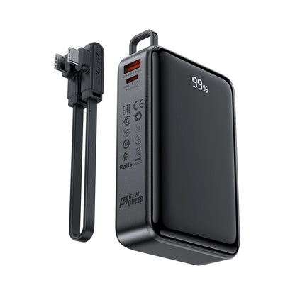 Ulkoinen akku Acefast M4, 20000mAh, 67W, PD, 1 x USB-A - 2 x USB-C, Musta