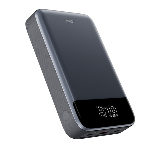 Ulkoinen akku Allity. APB-200 PocketPower, 19200mAh, 130W, QC + PD, 1 x USB-A - 2 x USB-C, Harmaa