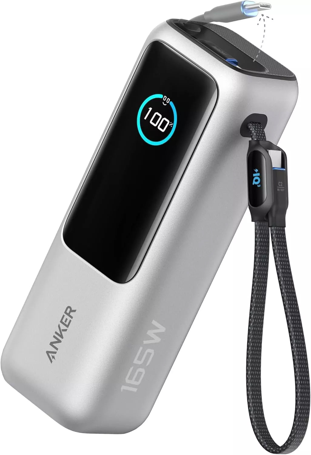 Anker External Battery, 25000mAh, 165W, QC + PD, 1 x USB-A - 3 x USB-C, Silver, Resealed A1695H41