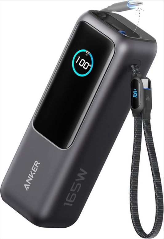 Anker Ulkoinen Akku, 25000mAh, 165W, QC + PD, 1 x USB-A - 3 x USB-C, Harmaa, Uudelleenpakattu A1695H11