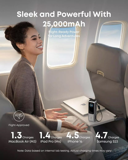 Ankerin ulkoinen akku, 25000mAh, 165W, QC + PD, 1 x USB-A - 3 x USB-C, Hopea A1695H41
