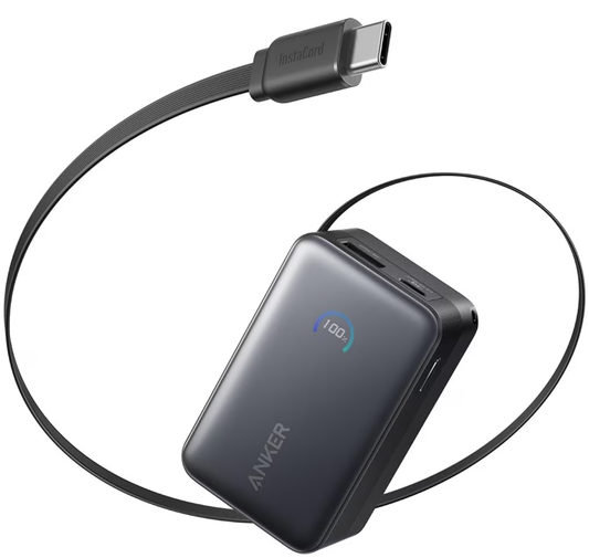 Anker Nano Ulkoinen Akku, 10000mAh, 45W, QC + PD, 1 x USB-A - 1 x USB-C, Musta A1638H11
