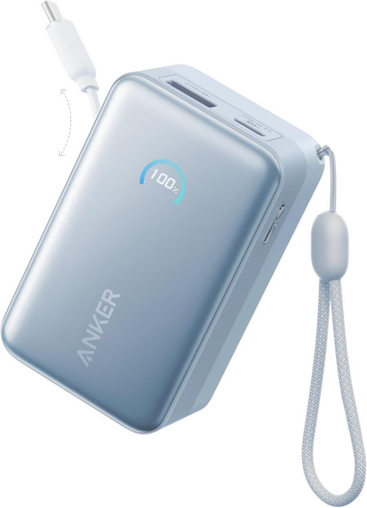 Anker Nano Ulkoinen Akku, 10000mAh, 45W, QC + PD, 1 x USB-A - 2 x USB-C, Sininen