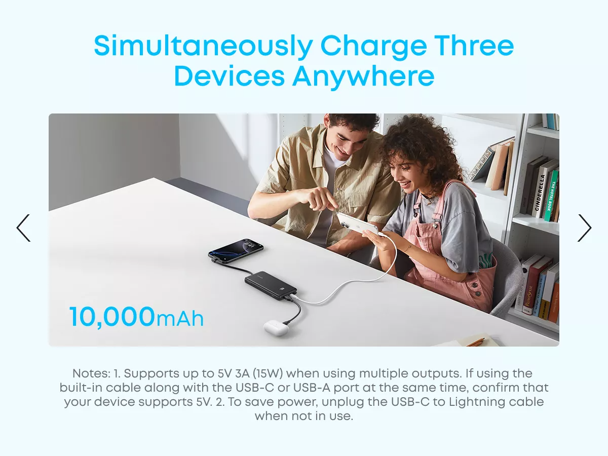 Ulkoinen akku Anker Zolo, 10000mAh, 22.5W, QC + PD, 1 x USB-A - 2 x USB-C, Valkoinen A110DH21