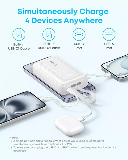 Anker Zolo ulkoinen akku, 20000mAh, 45W, QC + PD, 1 x USB-A - 3 x USB-C, Musta A1681H12