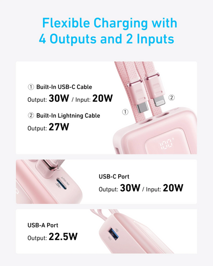 Anker Zolo -varavirtalähde, 20 000 mAh, 30 W, QC + PD, 1 x Lightning - 1 x USB-A - 2 x USB-C, musta A1681012