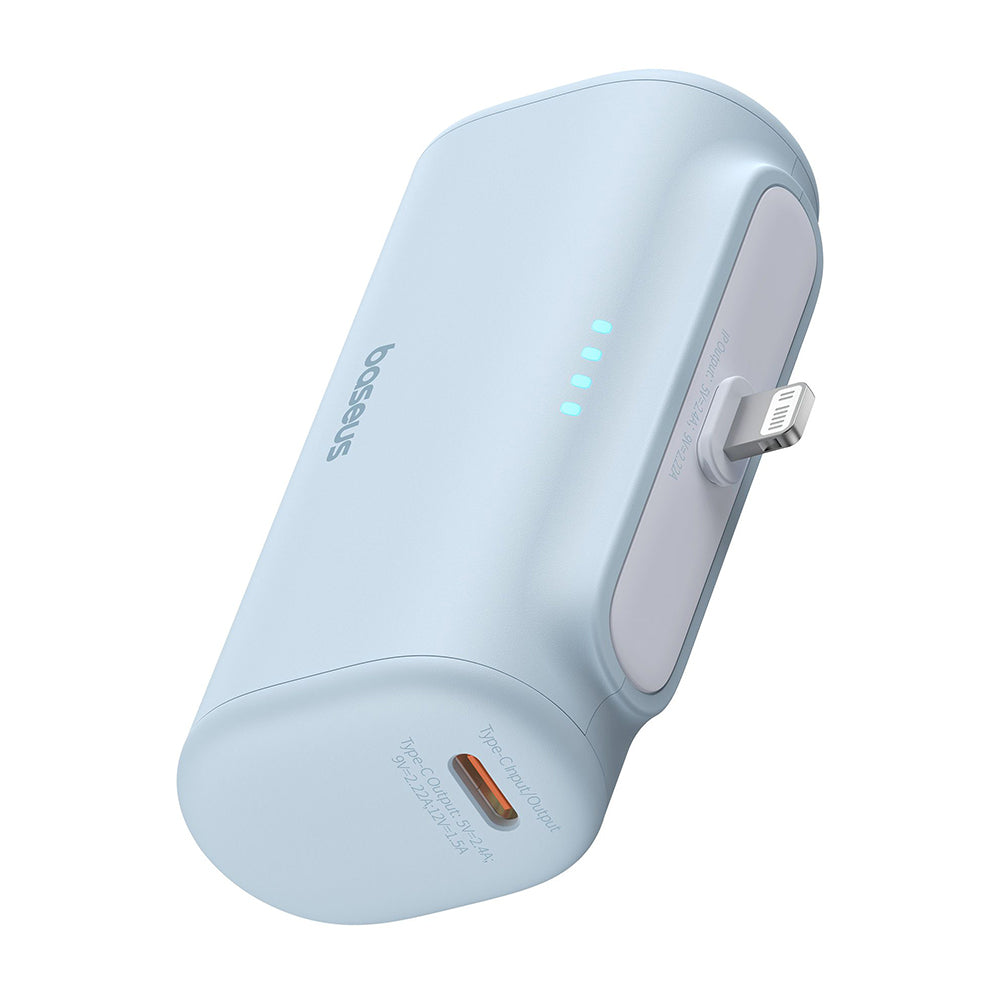 Ulkoinen akku Baseus Compact, 5000mAh, 20W, PD, 1 x Lightning - 1 x USB-C, Sininen P10068307313-00