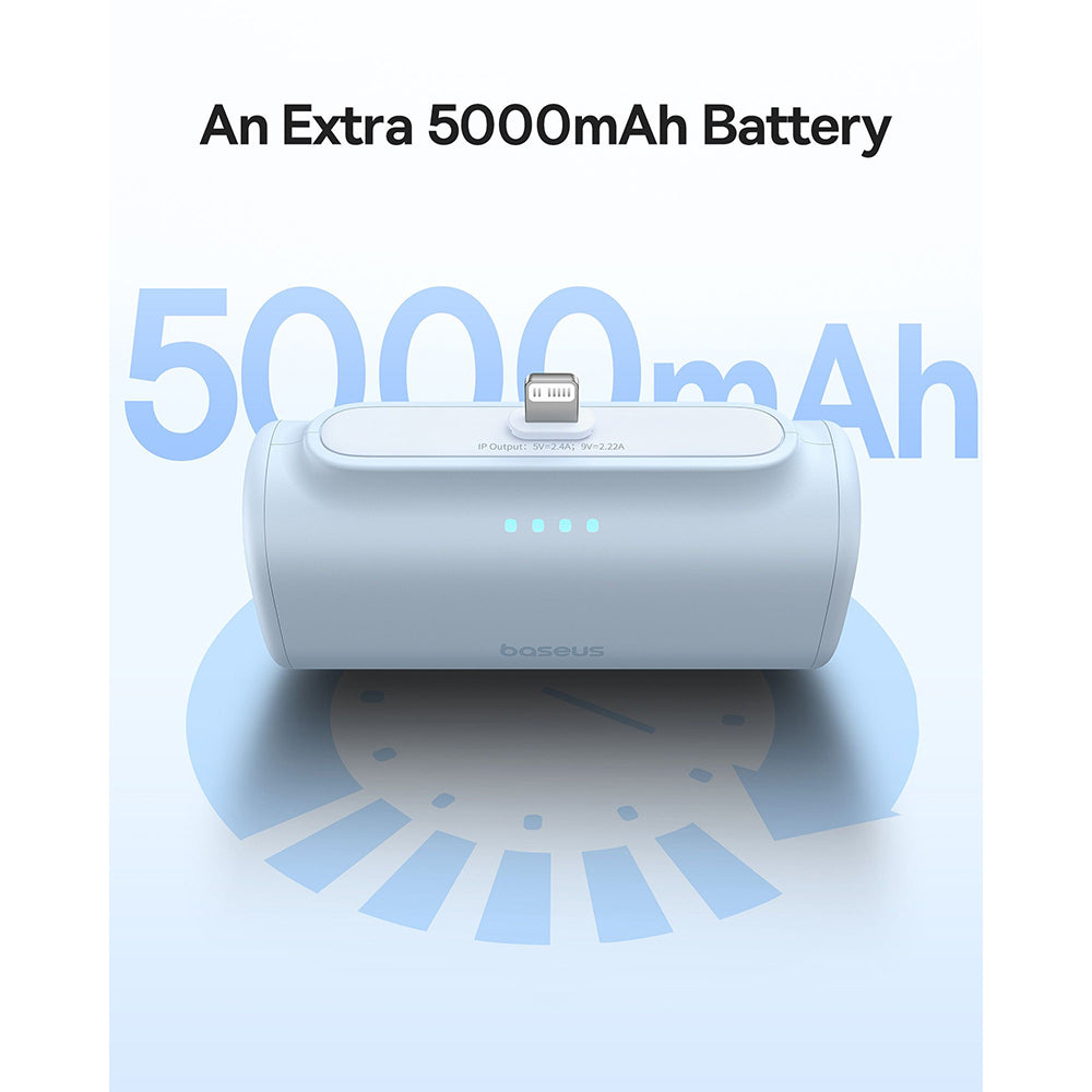 Ulkoinen akku Baseus Compact, 5000mAh, 20W, PD, 1 x Lightning - 1 x USB-C, Sininen P10068307313-00