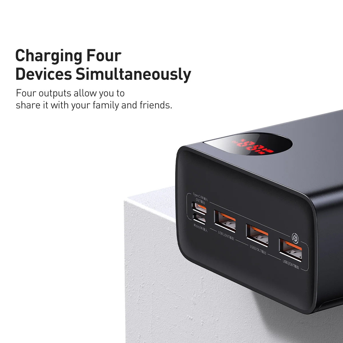 Baseus Adaman ulkoinen akku, 40000mAh, 22.5W, QC + PD, 1 x USB-C - 3 x USB-A, Musta