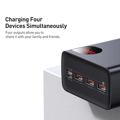 Baseus Adaman ulkoinen akku, 40000mAh, 22.5W, QC + PD, 1 x USB-C - 3 x USB-A, Musta