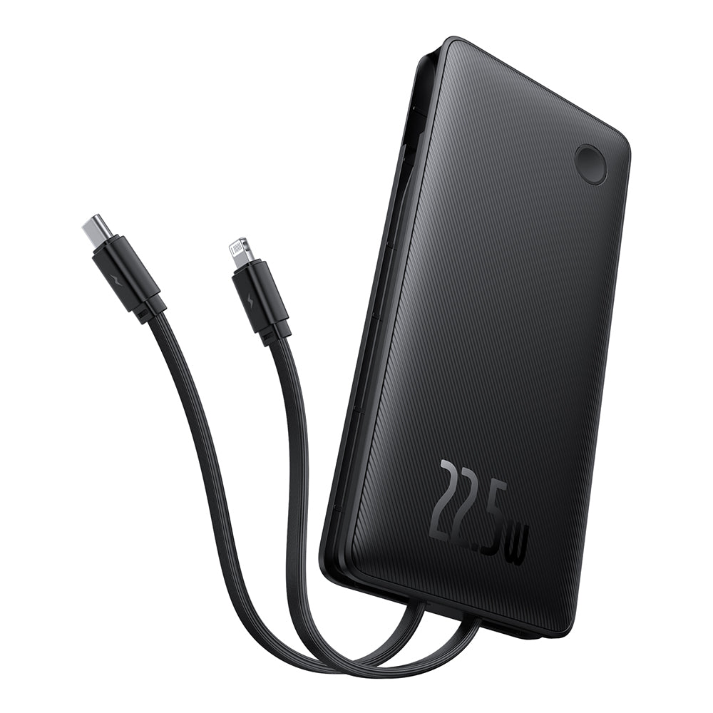 Baseus Airpow Lite -ulkoinen akku, 10000mAh, 22.5W, QC + PD, 1 x Lightning - 1 x USB-A - 2 x USB-C, Musta P10067501123-00