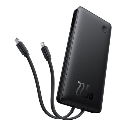 Baseus Airpow Lite -ulkoinen akku, 10000mAh, 22.5W, QC + PD, 1 x Lightning - 1 x USB-A - 2 x USB-C, Musta P10067501123-00